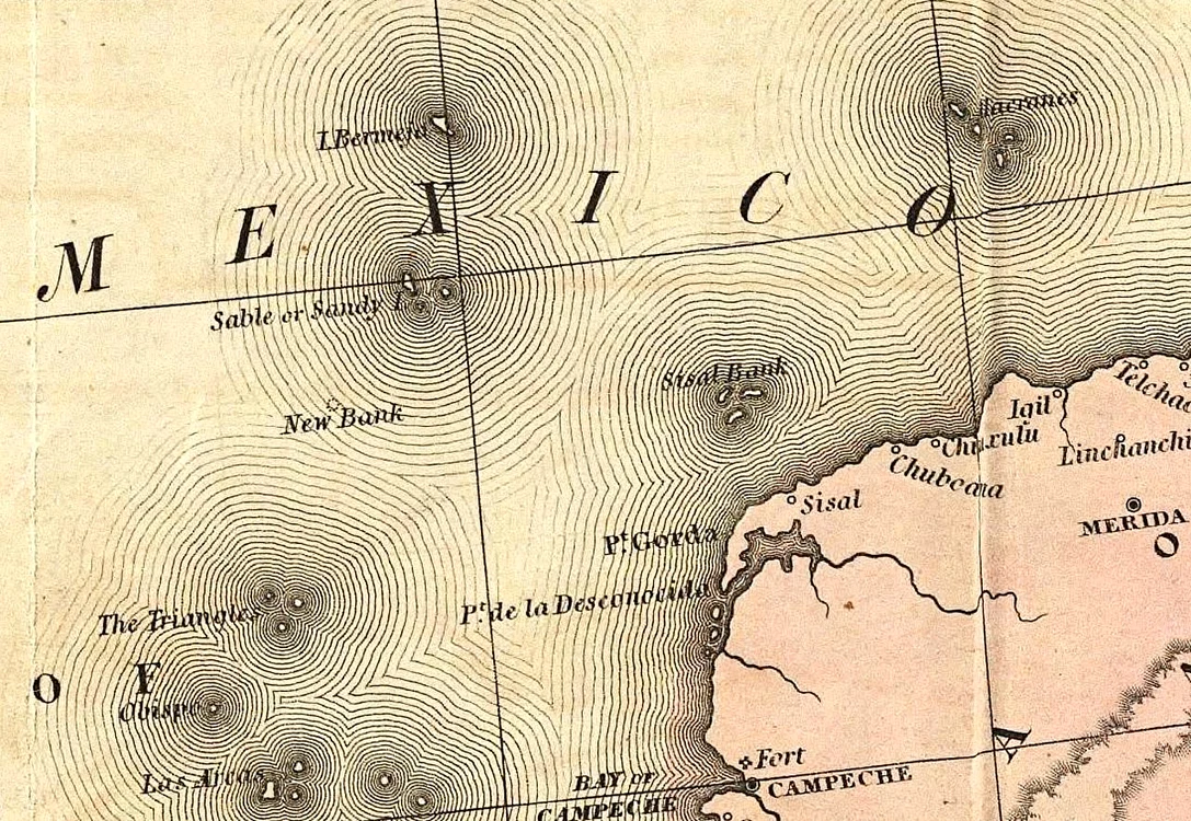 Insula Bermeja pe o hartă din 1846 FOTO wikipedia