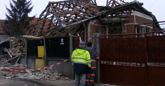 Casa a fost dărâmată de explozie
