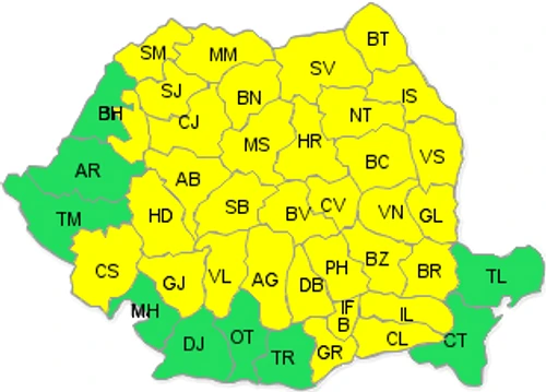Codul galben este valabil în aproape toată țara