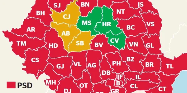 Harta - România a devenit o mare roşie
