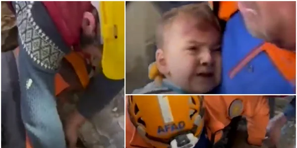 Băiețel de doi ani salvat după 80 de ore de sub ruine, în Turcia FOTO Captură video 
