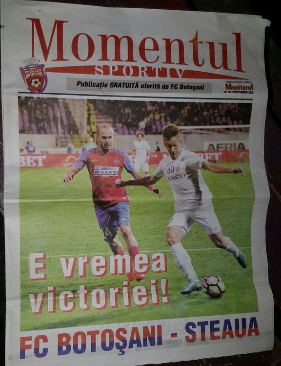 Prima pagină a programului de meci