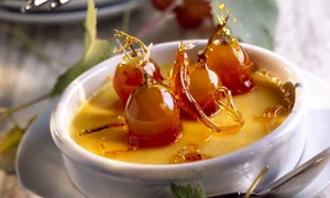 Crème brûlée with caramelized grapes jpeg