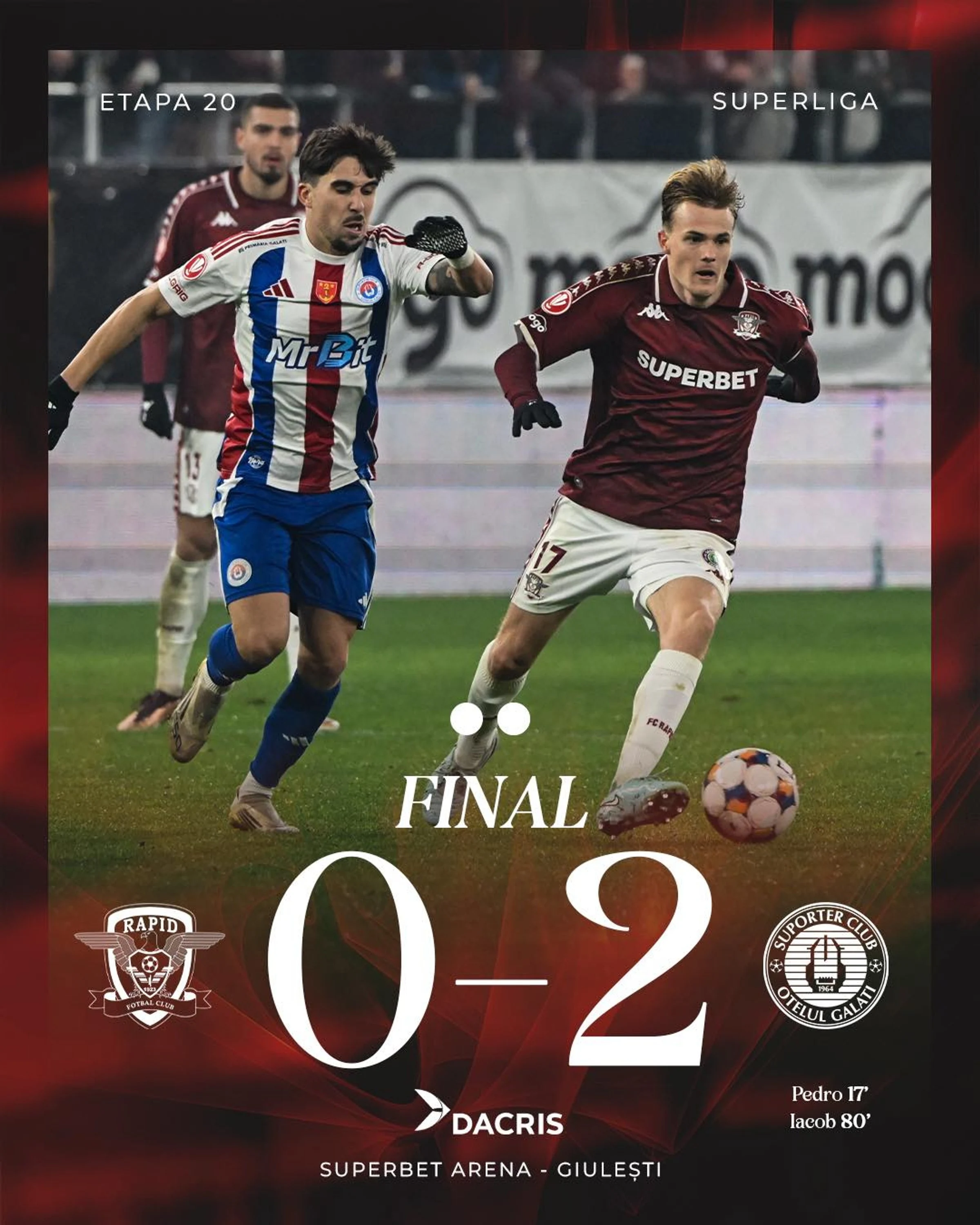 Lecție de fotbal primită de liderul Rapid. Giuleștenii, înfrângere lamentabilă pe teren propriu