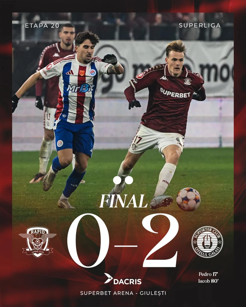 Lecție de fotbal primită de liderul Rapid. Giuleștenii, înfrângere lamentabilă pe teren propriu