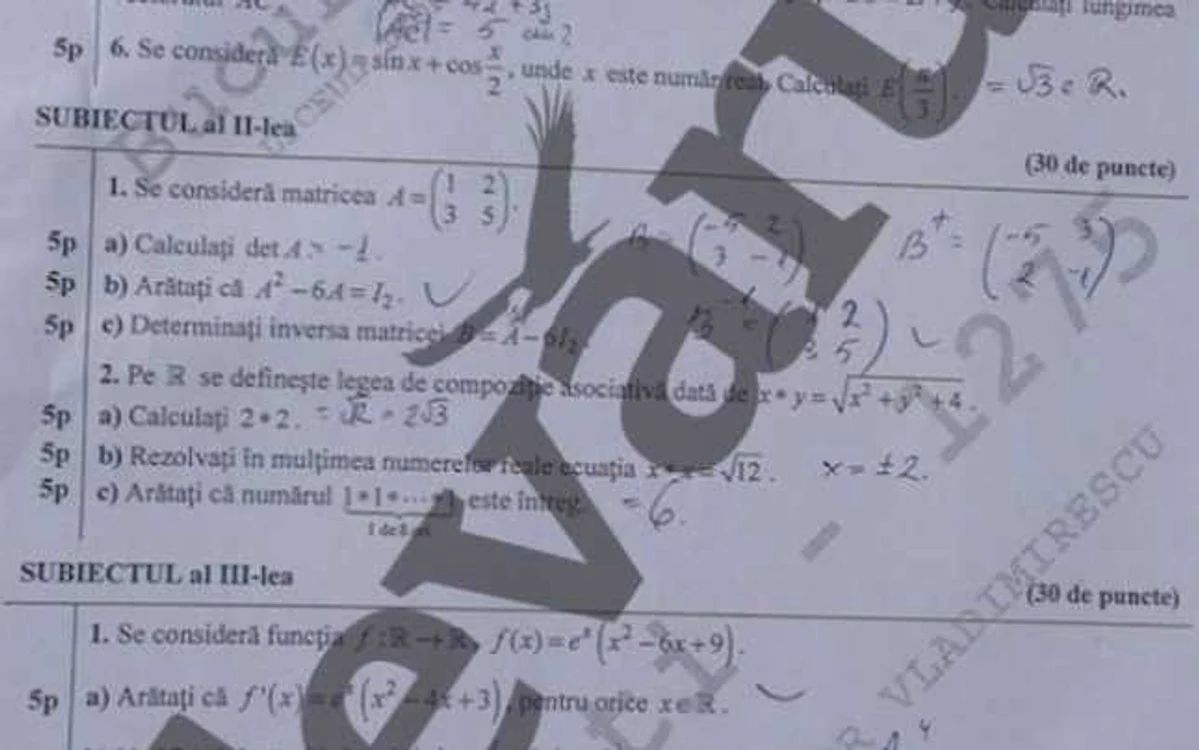 subiecte bac mate st. naturii cluj