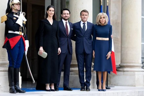 Emmanuel Macron și Brigitte alături de Prințul Hussein și Prințesa Rajwa 