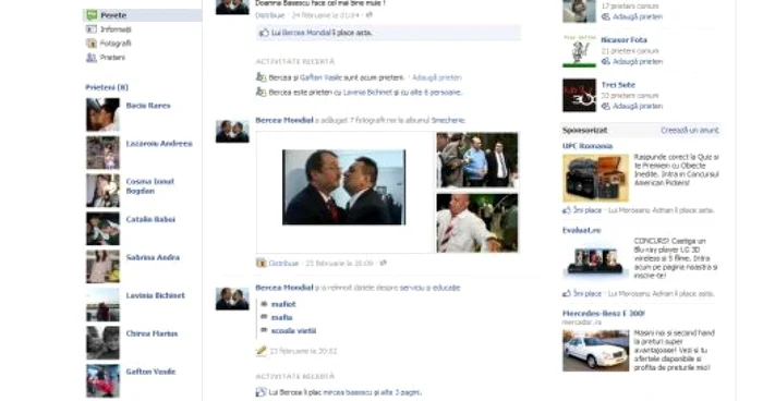 Bercea Mondial are poze cu Mircea Băsescu pe facebook