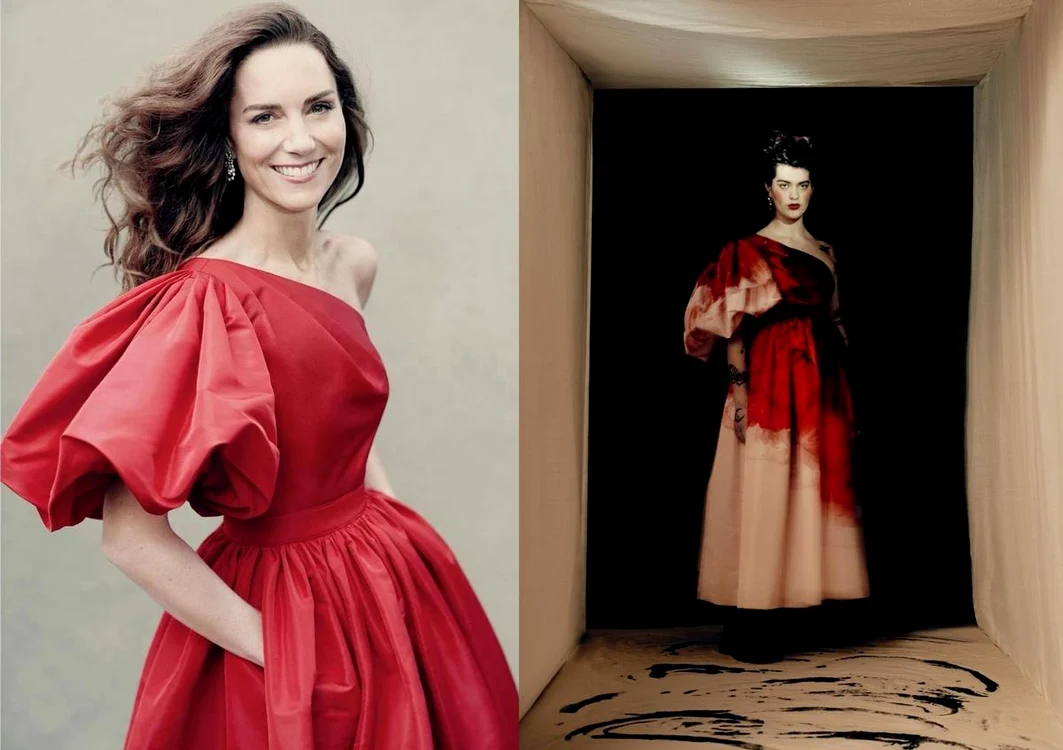 Kate Middleton în rochia roșie Alexander McQueen. Foto: Instagram/ImaxTree