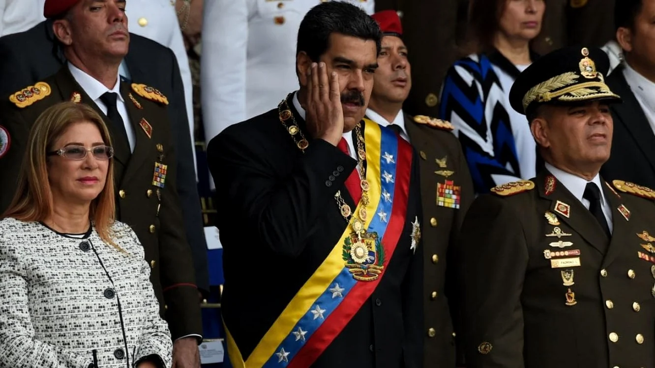 Nicolas Maduro în timpul unui miting încheiat din cauza unui atac cu drone FOTO Arhivă