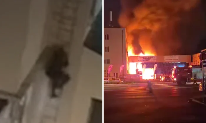 individ surprin urcand pe o hala din brasov inainte sa fie cuprinsa de incendiu png