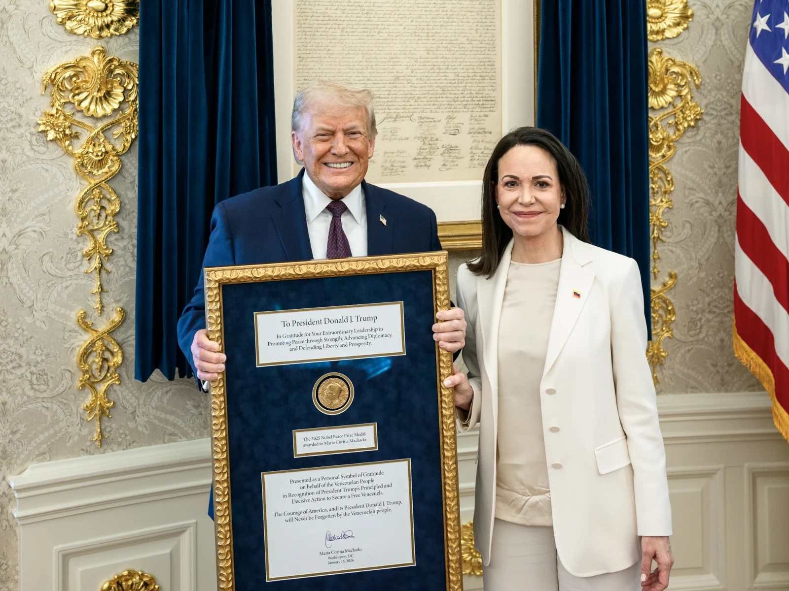 Decizia Centrului Nobel pentru Pace după ce Trump a primit premiul de la câștigătoarea Corina Machado