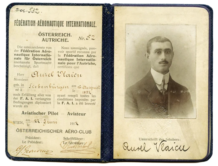 Licența de pilot a lui Aurel Vlaicu