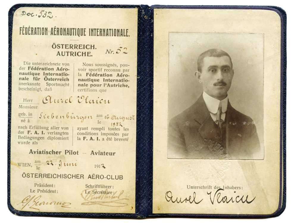 Licența de pilot a lui Aurel Vlaicu
