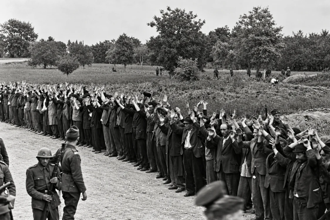 Evrei în timpul pogromului de la Iași din iunie 1941.