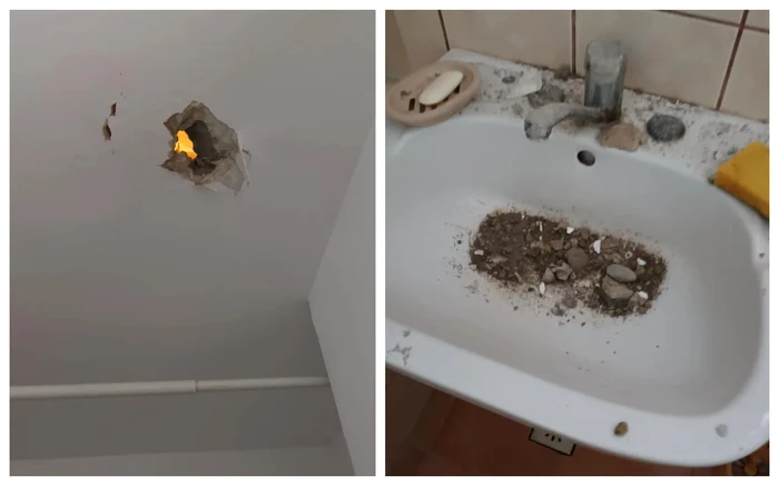 Un român s-a ales cu o gaură în tavan după ce un vecin și-a renovat apartamentul / FOTO: Reddit