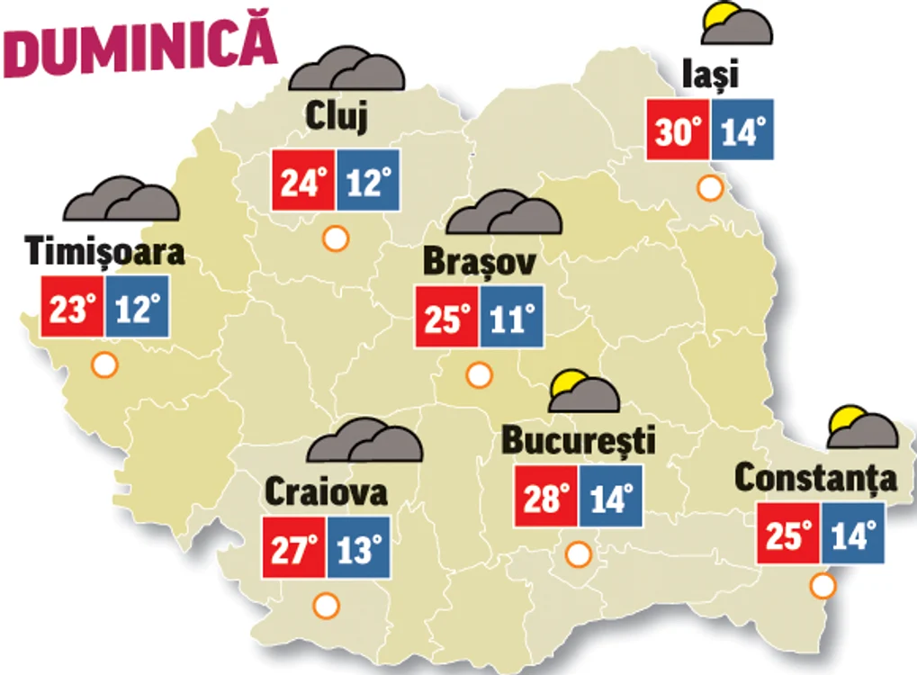 Prognoza meteo 24 mai anunță că cerul va fi acoperit în jumătatea de vest a țării