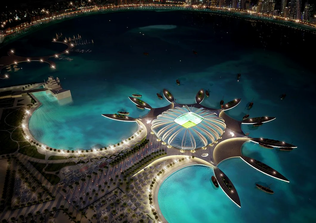 Doha Port Stadium este construit ca o peninsulă, chiar în portul de la Golful Persic
