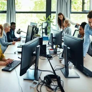 itisti specialisti it microsoft angajati birouri laptop