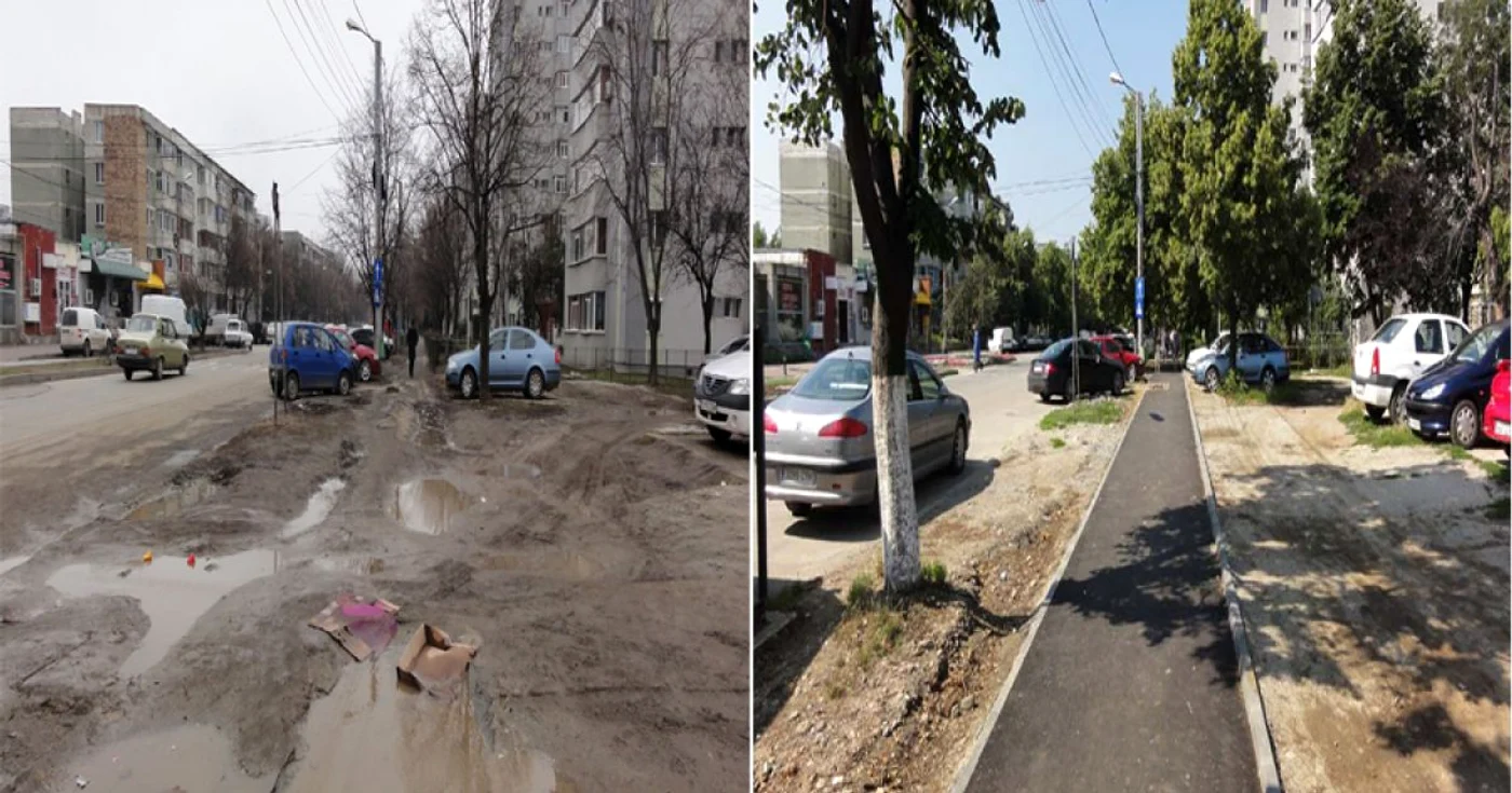 Trotuarul de pe strada Cornişei din Slatina nu mai este un calvar... (FOTO: Mugurel Manea)
