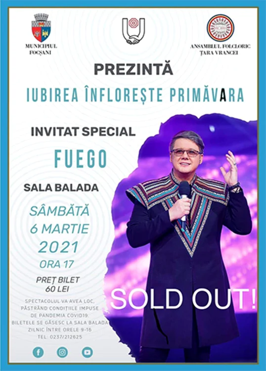 
    Fuego are concerte prin toată țara cu spectacolul „Iubirea înflorește primăvara”  