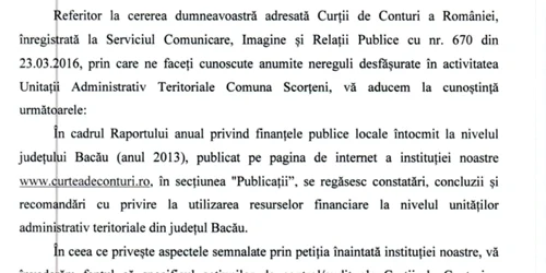 Răspuns Curtea de Conturi FOTO Mircea Merticariu