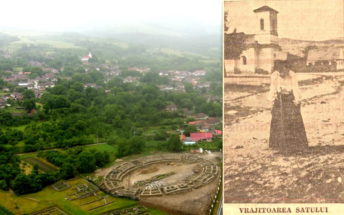 Sarmizegetusa (foto Daniel guță) și vrăjitoarea satului. Foto: ziarul Patria, 1938
