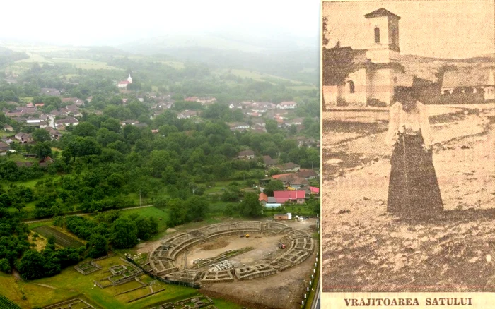 Sarmizegetusa (foto Daniel guță) și vrăjitoarea satului. Foto: ziarul Patria, 1938
