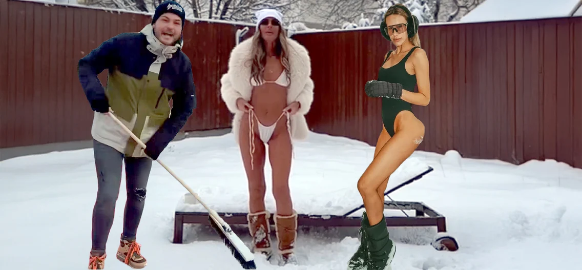 Răzvan Botezatu a trecut la lopată, în timp ce Diana Munteanu și Gabriela Oțil fac concurs de costume de baie, la zero grade 