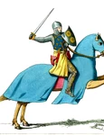 Armored Knight Mounted on Cloaked Horse jpg