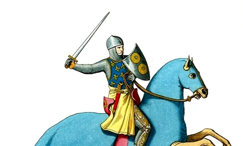 Armored Knight Mounted on Cloaked Horse jpg