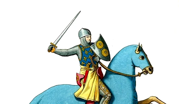 Armored Knight Mounted on Cloaked Horse jpg