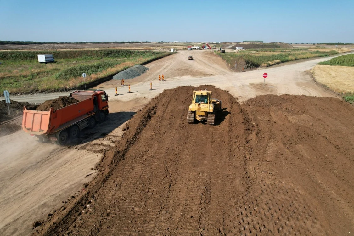 Şantierul drumului de legătură Timişoara-Autostrada Vestului FOTO DRDP Timişoara