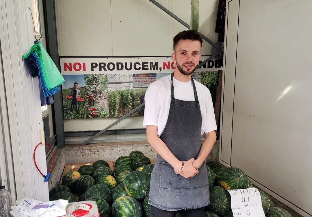 Fermierul care vinde pepenii cu 4 lei/kg/sursă foto: Adevărul
