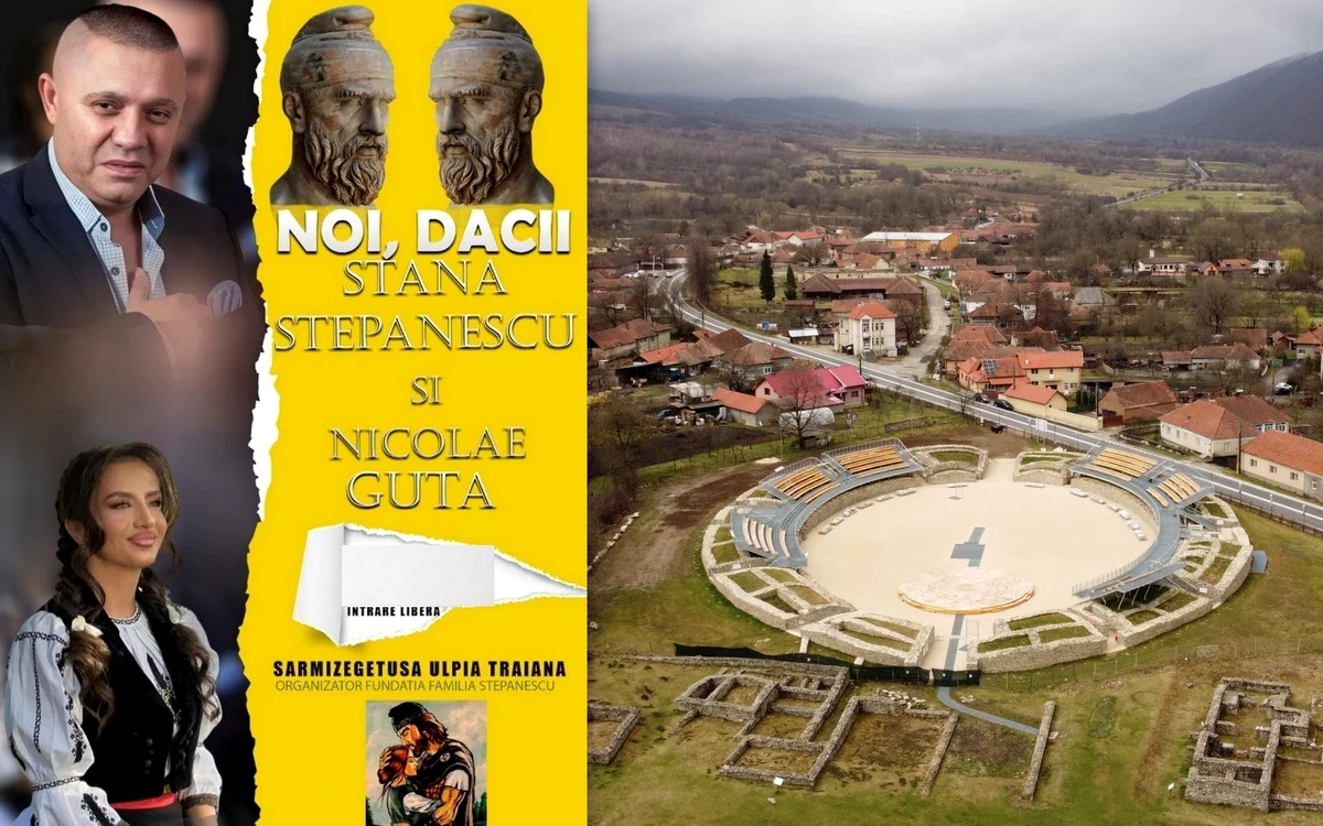 Ulpia Traiana Sarmizegetusa și afișul de concert. Foto: Daniel Guță. Ion Stepanescu. Facebook