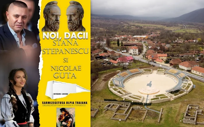 Ulpia Traiana Sarmizegetusa și afișul de concert. Foto: Daniel Guță. Ion Stepanescu. Facebook
