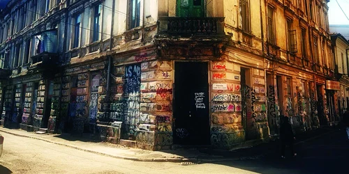 Clădirea fostului hotel Kiriazi din centrul vechi, aflată în degradare