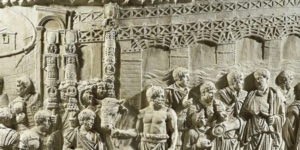 Columna lui Traian din Roma detaliu Podul peste Dunăre al lui Apolodor din Damasc Foto Daciana Stoica png