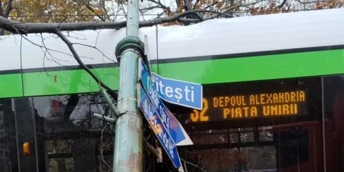 un stâlp de iluminat a căzut peste un tramvai Foto   CLub feroviar Facebook jpg