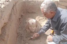 Un „sfinx care zâmbește”, descoperit la 500 kilometri sud de Cairo (foto: Facebook / Ministry of Tourism and Antiquities)