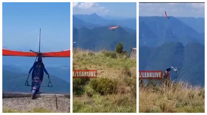 Ricardo Stecanella sărind de pe munte/FOTO: Captură video X