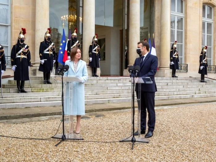 Maia Sandu şi omologul său francez, Emmaneul Macron