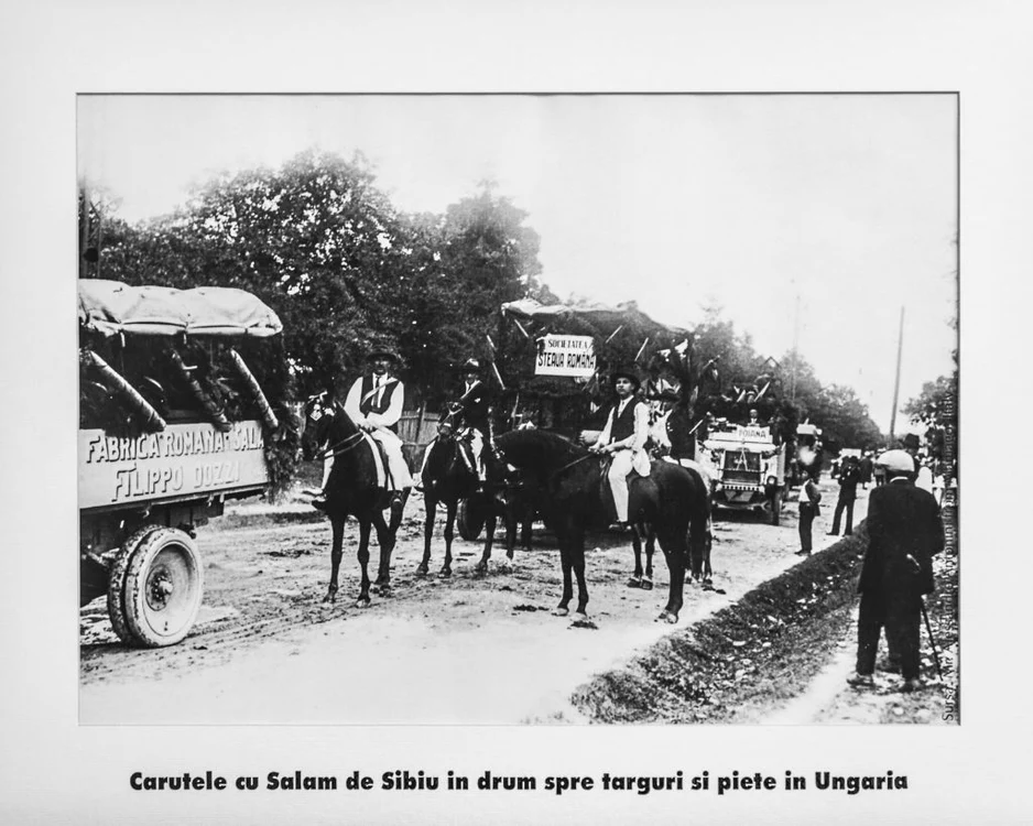 Căruțele cu salam de Sibiu în drum spre târguri din Ungaria Colecție sibiusalami.com