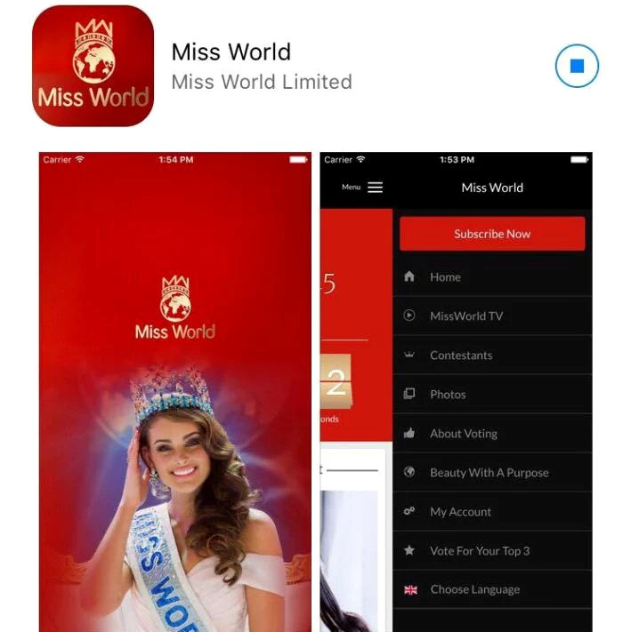 Cei care doresc să o susţină pe Natalia o pot vota cu ajutorul aplicaţiei "Miss World"