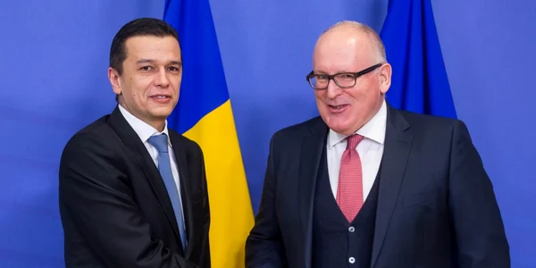 Sorin Grindeanu - Frans Timmermans - Comisia Europeană - Bruxelles - Belgia - 16 feb 2017 / FOTO EPA