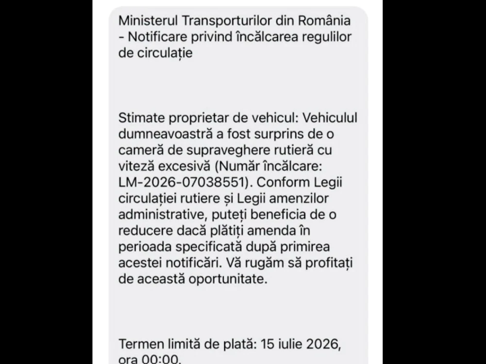 Mesajul fals trimis de escroci Foto: DRPD Craiova