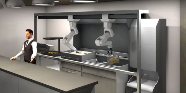Roboţii Flippy sunt testaţi la prăjit cartofi şi burgeri FOTO Miso Robotics via CNBC