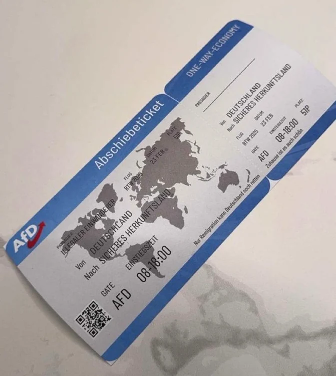 Bilet de avion -manifest electoral al AfD/FOTO:X/@Inevitablewest