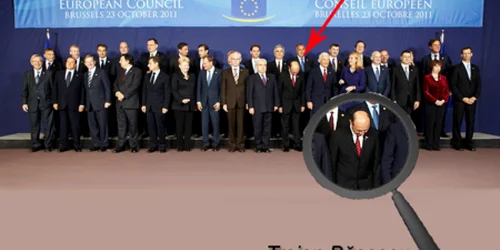 Traian Băsescu, surprins într-o ipostază amuzantă în poza de grup a liderilor europeni 