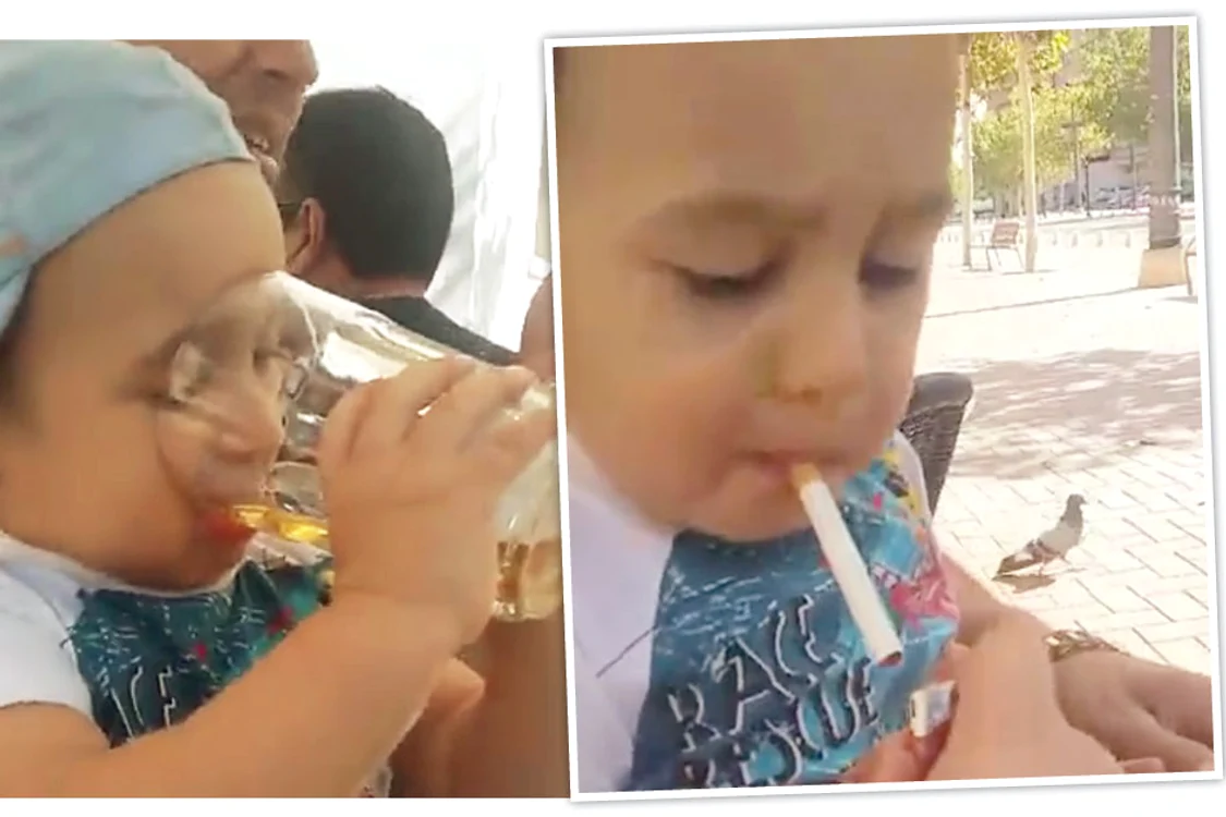 
    Băiețelul este îndemnat să bea bere și să fumeze   